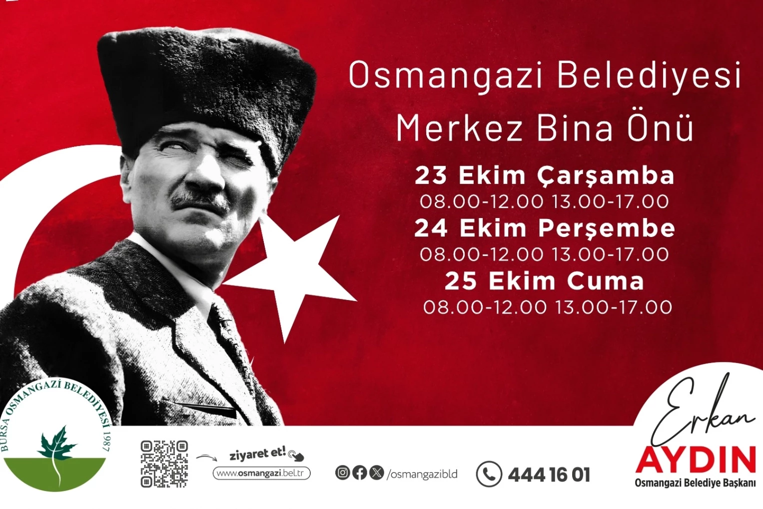 Osmangazi Belediyesi Ata Posteri dağıtıyor