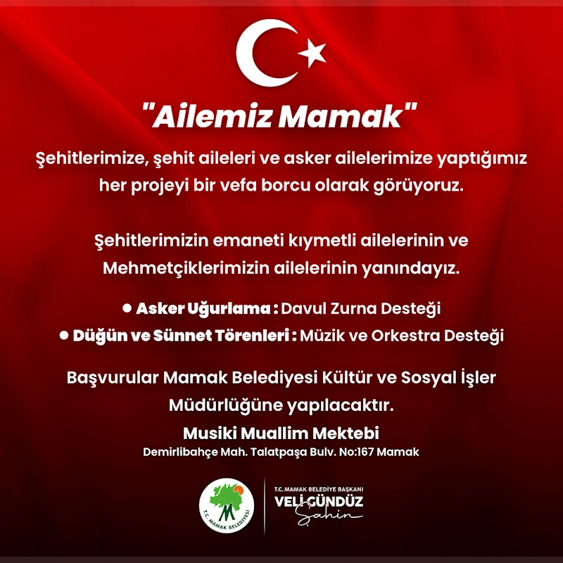 Mamak Belediyesi’nden Şehit Aileleri ve Asker Ailelerine Vefa