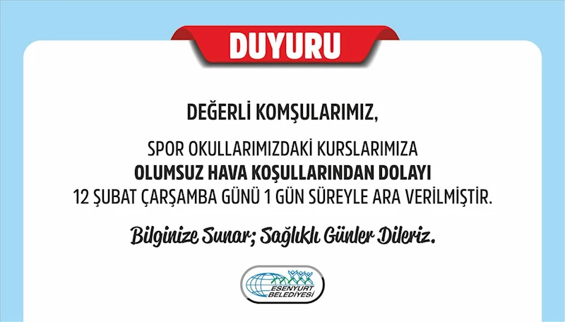 12.02.2025 Spor Okulları Duyurusu