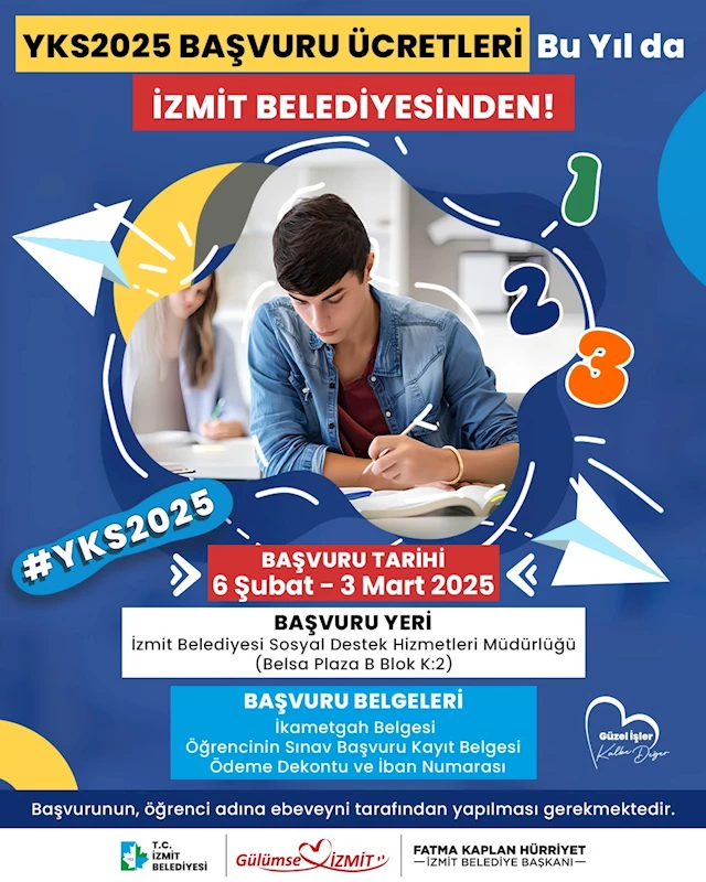 ÖĞRENCİLERE YKS ÜCRETİ DESTEĞİ BU YIL DA İZMİT BELEDİYESİNDEN