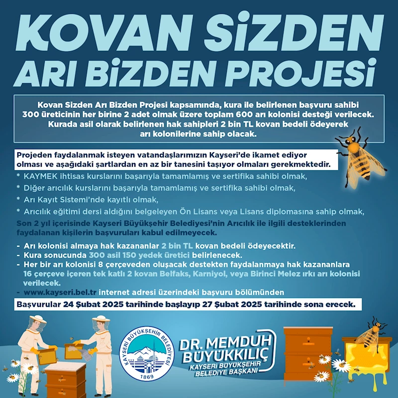 Duyuru - Kovan Sizden Arı Bizden Projesi