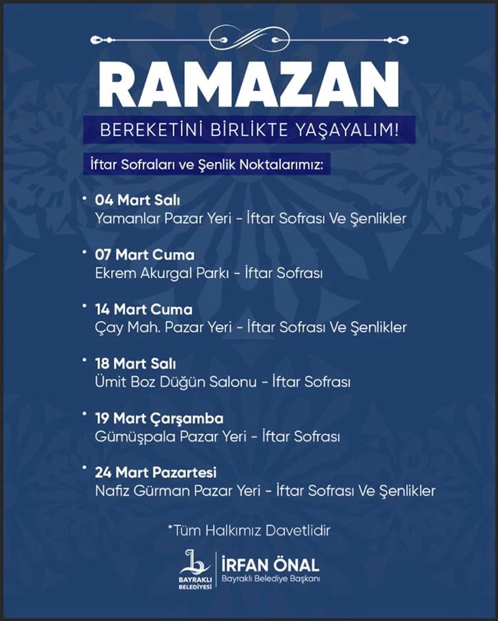 Bayraklı’da iftar sofraları ve Ramazan şenlikleri