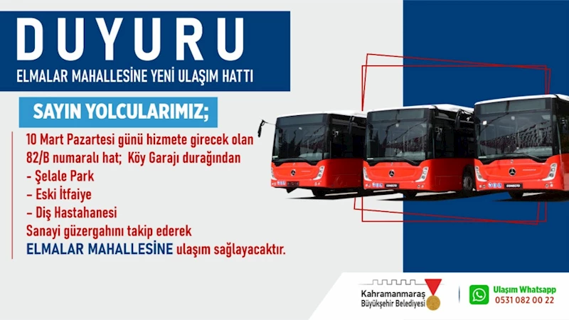 Elmalar Mahallesi’ne Yeni Toplu Taşıma Hattı Hizmete Başlıyor!