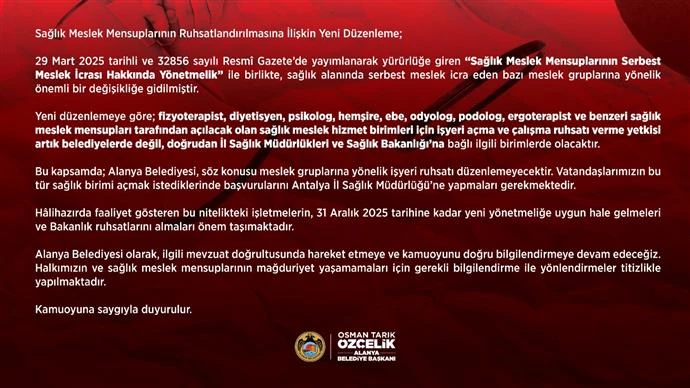 SAĞLIK MESLEK MENSUPLARININ RUHSATLANDIRILMASINA İLİŞKİN BASIN AÇIKLAMASI