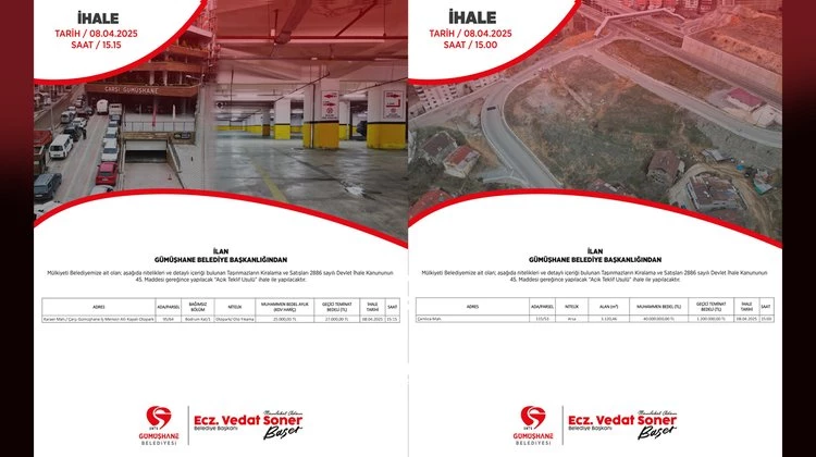 BELEDİYEMİZDEN, “AÇIK TEKLİF USULÜ” İHALE YAPILACAKTIR