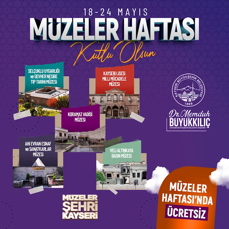 Başkan Büyükkılıç: “Müzeler Haftası’nda Büyükşehir’in Müzeleri Ücretsiz Olacak”