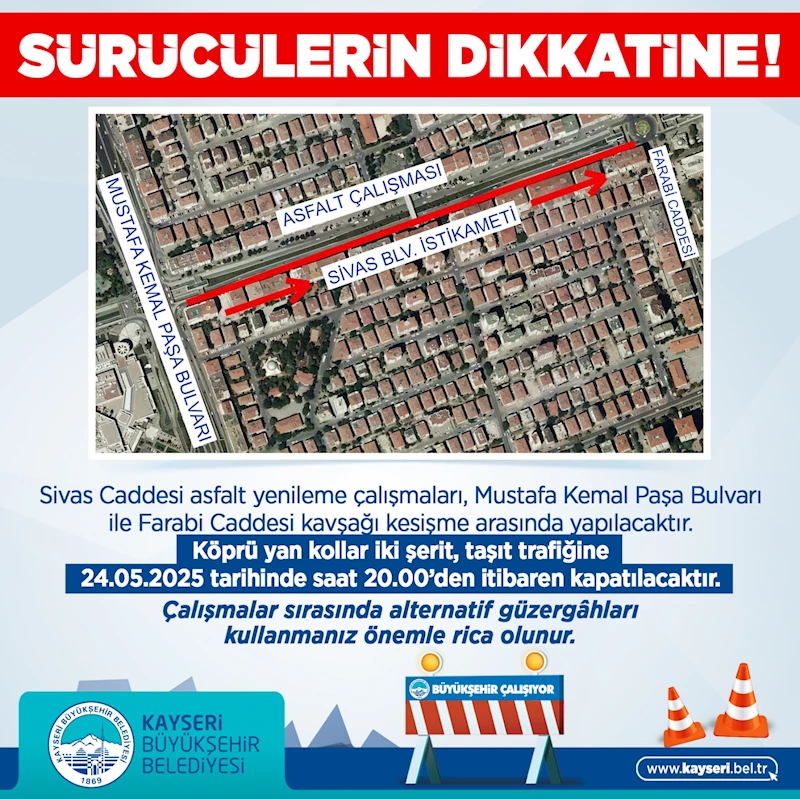 Büyükşehir’den Yol Çalışması Duyurusu