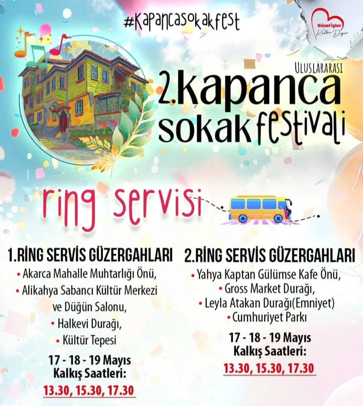İZMİT BELEDİYESİNDEN KAPANCA SOKAK FESTİVALİNE ÜCRETSİZ RİNG SERVİSİ HİZMETİ