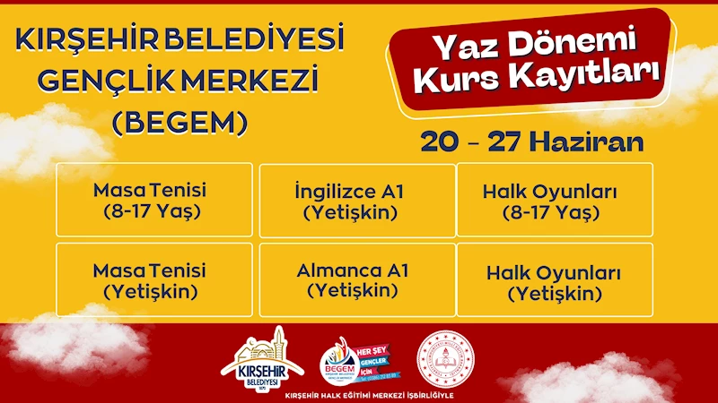 BEGEM YAZ KURSU KAYITLARI 20 HAZİRAN’DA BAŞLAYACAK