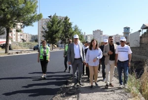 Eş Başkanlar, asfalt ve peyzaj çalışmalarını yerinde inceledi