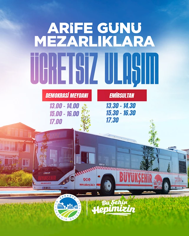 Büyükşehir’den arefe günü mezarlıklara ücretsiz ulaşım