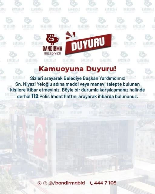 KAMUOYUNA ÖNEMLİ DUYURU!
