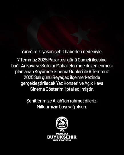 Denizli Büyükşehir Belediyesi’nden şehitlerimize saygı