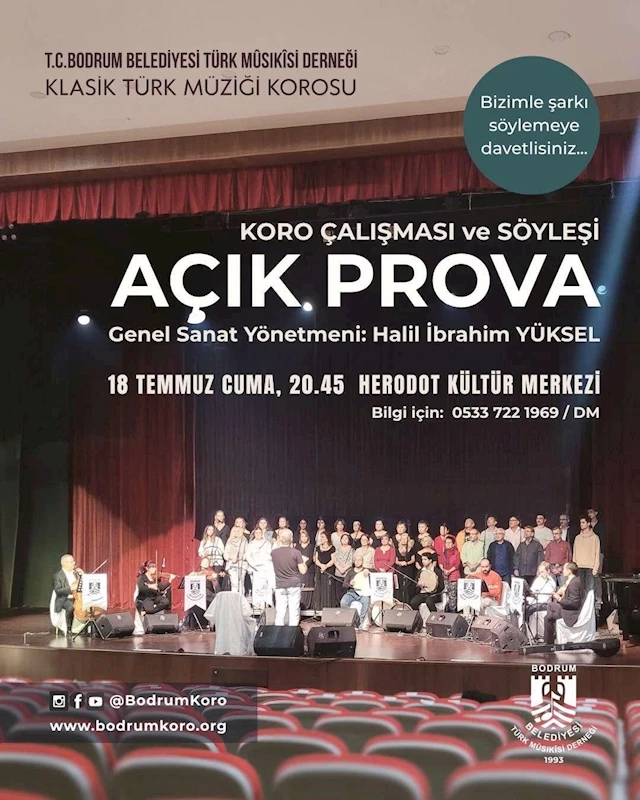 BODRUM BELEDİYESİ TÜRK MUSİKİSİ DERNEĞİNDEN BODRUMLU MÜZİKSEVERLERE DAVET
