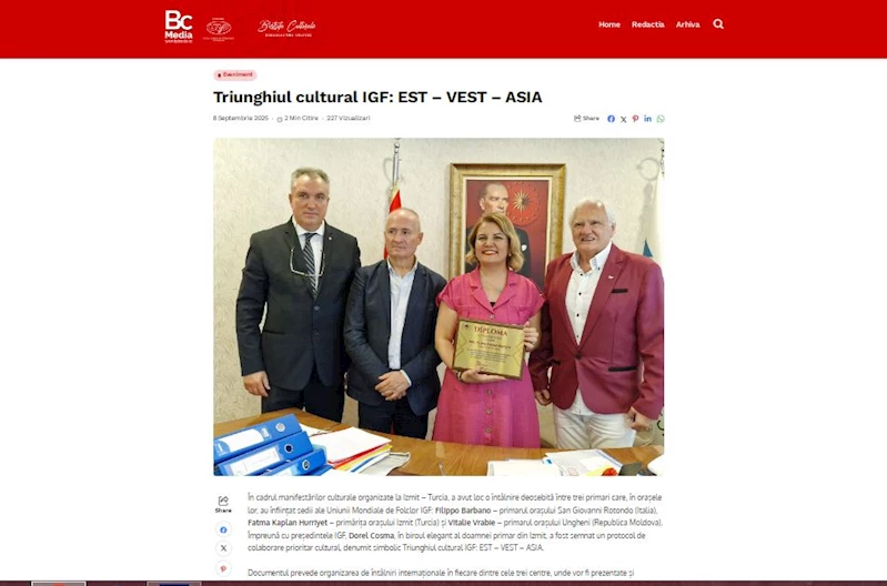 İZMİT’TE İMZALANAN KÜLTÜREL İŞ BİRLİĞİ ROMANYA BASININDA