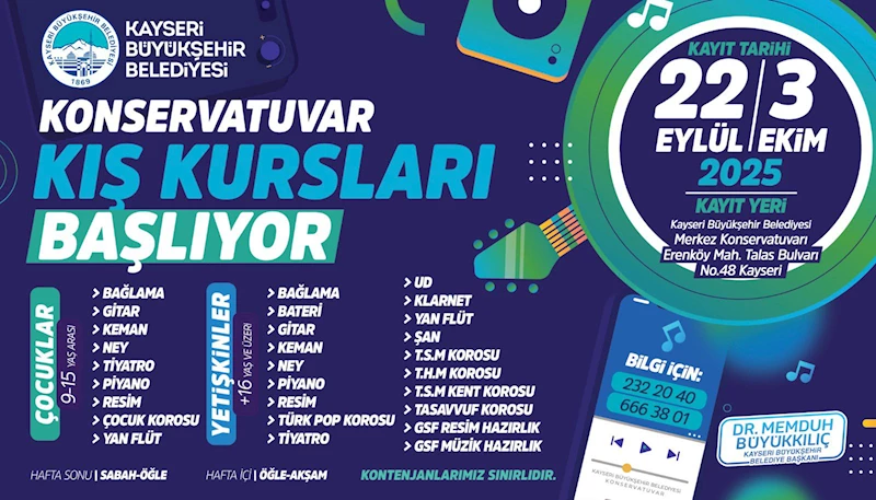 Büyükşehir’in Konservatuvar Kış Kursları İçin Kayıtlar Başlıyor